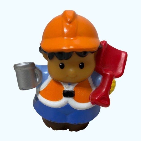 Fisher Price Little People Construction Worker Red Shovel 3" Mattel - Picture 1 of 5